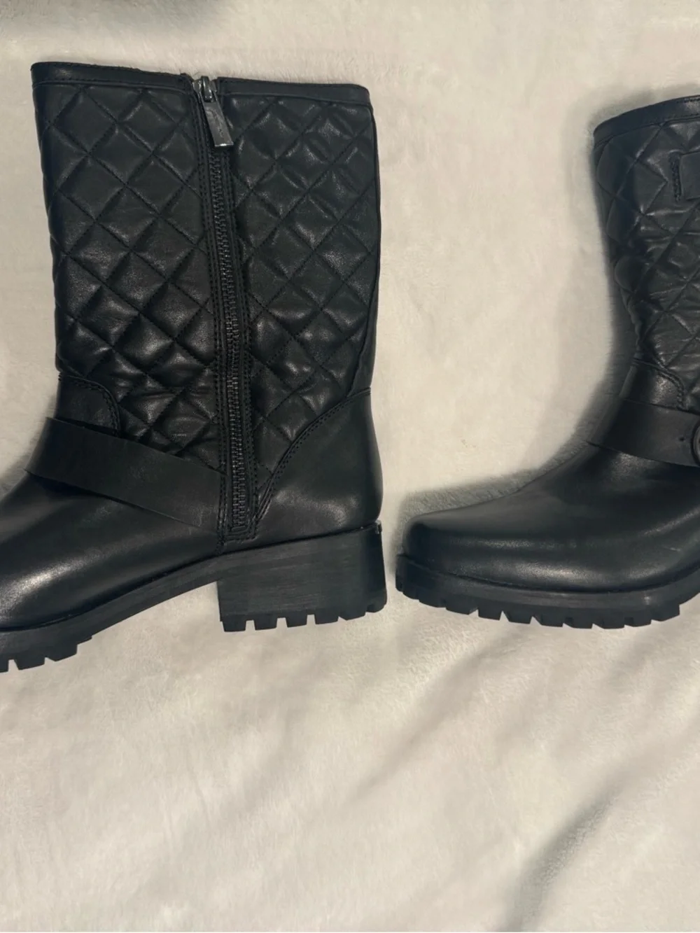 Michael Kors Black Quilted Leather Mid-Calf Heeled Boots - Picture 2 of 8